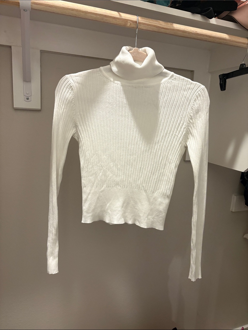 Zara Cream Ribbed Turtleneck Sweater